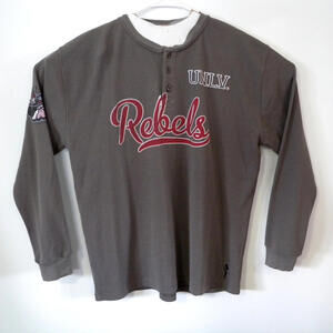 Flying Colors UNLV Rebels Mens Waffle Knit Long Sleeve Gray Henley Shirt XL
